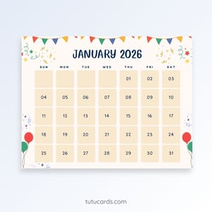 Celebrate January 2026 — Festive Monthly Calendar - calendars