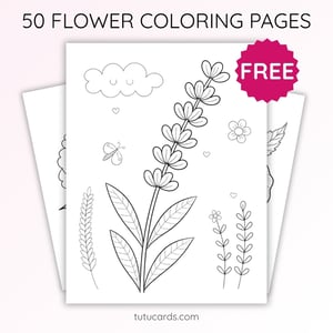 Lavender Flower Coloring Page for Kids | Printable Calm Nature Art PDF | US Letter | TutuCards Beautiful Flowers Series - coloring_pages