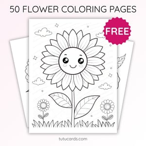 Printable Sunflower Coloring Sheet for Kids | Summer Nature Activity PDF | US Letter | TutuCards Floral Art Page - coloring_pages