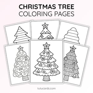 Christmas Tree Coloring Pages & Writing Templates | 6 Coloring Sheets + 5 Tree-Shaped Writing Papers | Printable PDF - coloring_pages