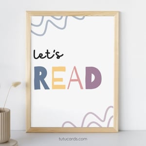 Let’s Read — Colorful Minimalist Reading Poster, Gentle Modern Wall Art for Classroom Library, Playroom & Home Decor - posters