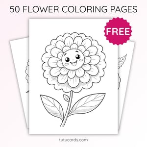 Marigold Flower Coloring Page for Kids | Printable Bloom Art PDF | US Letter | TutuCards Nature & Seasons Series - coloring_pages