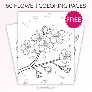 Cherry Blossom Coloring Page for Kids | Printable Spring Flower Art PDF | US Letter | TutuCards Nature Series - coloring_pages