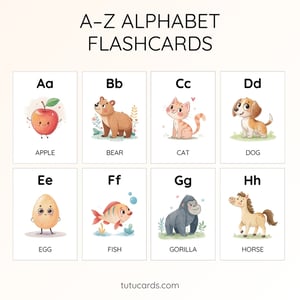 A–Z Alphabet Flashcards (Uppercase + Lowercase + Words) | Cute Colorful Printable Cards | 3.5x5 inch | Kids Learning & Classroom Decor - flashcards