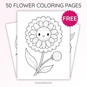 Scabiosa Flower Coloring Page for Kids | Printable Garden Bloom Art PDF | US Letter | TutuCards Nature Study Series - coloring_pages
