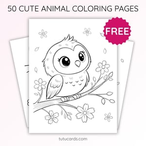 Cute Owl on Tree Branch Coloring Page for Kids | Printable Animal Art PDF | TutuCards Wildlife & Friends Series - coloring_pages