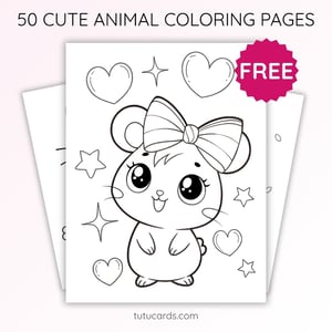 Cute Mouse with Bow Coloring Page for Kids | Printable Animal Art PDF | TutuCards Wildlife & Friends Series - coloring_pages