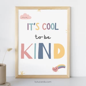 It’s Cool to Be Kind — Colorful Minimalist Classroom Poster, Gentle Modern Wall Art for Kids & Teachers - posters