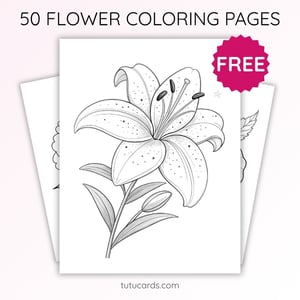 Lily Flower Coloring Page for Kids | Printable Floral Art PDF | US Letter | TutuCards Beautiful Flowers Series - coloring_pages