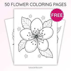 Cherry Blossom Flower Coloring Page | Printable Single Bloom Art PDF | US Letter | TutuCards Spring Nature Series - coloring_pages
