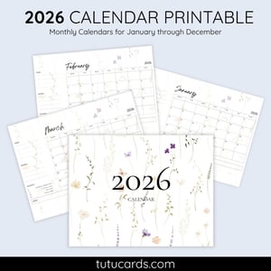 2026 Calendar Printable Download | Neutral Watercolor Wildflowers Floral Calendar | Letter Size | Desk & Wall Planner - calendars