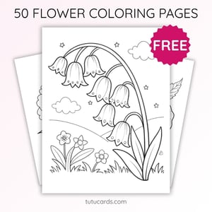Bluebell Flower Coloring Page for Kids | Printable Spring Nature Art PDF | US Letter | TutuCards Flower Study Series - coloring_pages