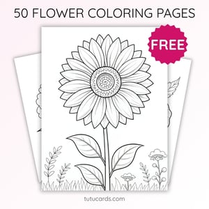 Sunflower Coloring Page for Kids | Printable Summer Flower Art PDF | US Letter | TutuCards Nature Learning Series - coloring_pages