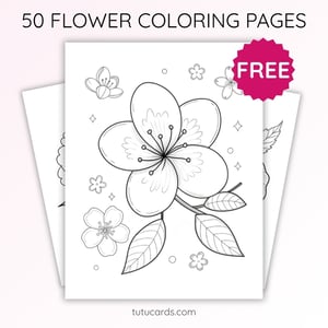 Peach Blossom Coloring Page for Kids | Printable Spring Flower Art PDF | US Letter | TutuCards Nature Learning Series - coloring_pages