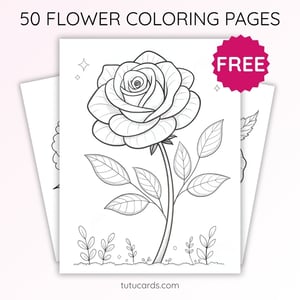 Rose Flower Coloring Page for Kids | Printable Floral Art PDF | US Letter | TutuCards Nature Learning Series - coloring_pages