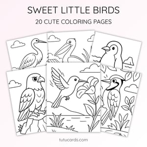 20 Birds Coloring Pages for Kids | Nature Learning Workbook | Printable PDF | US Letter | Preschool + Kindergarten Activity - coloring_pages