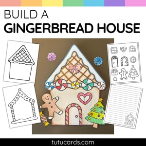 Build-a-Gingerbread House Craft | 4 Blank Houses + Decorations + Writing Templates - coloring_pages