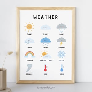 Weather Poster — Colorful Minimalist Wall Art for Kids, Gentle Modern Classroom & Homeschool Decor - posters
