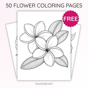 Plumeria Flower Coloring Page for Kids | Printable PDF | US Letter | TutuCards Nature Series - coloring_pages