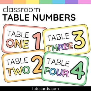 Colorful Table Number Cards 1–8 – Two Sizes (Large & Small) - labels