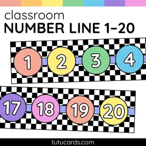 Colorful Number Posters 1–20 – Circle Numbers with Checkered Background - number_posters