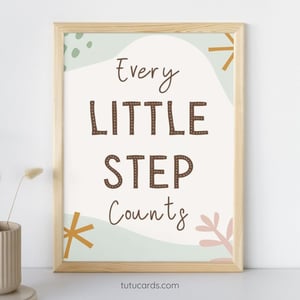 Every Little Step Counts — Boho Minimalist Growth Mindset Poster, Neutral Handwritten Wall Art for Kids, Teens, Classroom & Home Decor - posters