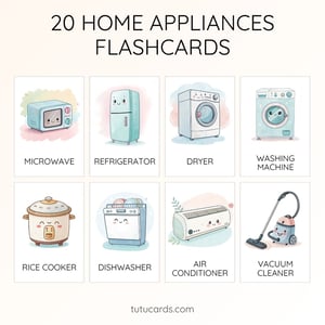 20 Cute Colorful Kitchen & Tableware Flashcards | Printable Cards | 3.5x5 inch | Kids Learning & Classroom Decor (Copy) - flashcards