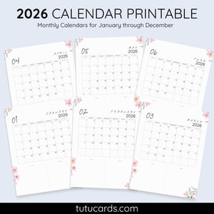 2026 Calendar Printable Download | Pink Watercolor Floral Vertical Calendar | To-Do List & Notes Pages Included | Letter Size | Planner & Wall Decor - calendars