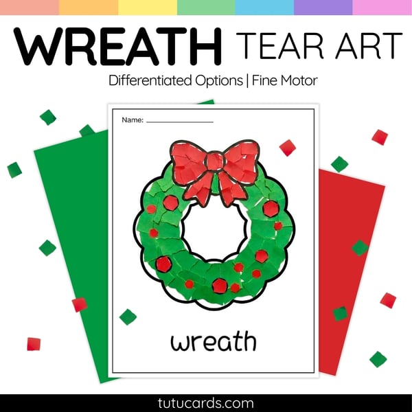 Christmas Wreath Tear Art Activity | Christmas Craft | Fine Motor - Educational printable with 4 pages. This Christmas Wreath Tear Art Activity is a festive and hands-on Christmas craft designed to suppor...