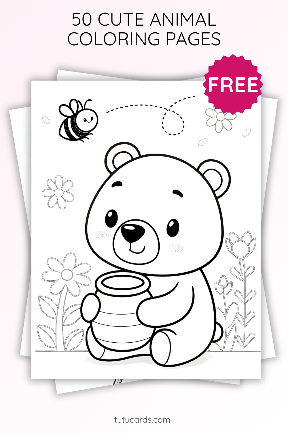 Cute Bear with Honey Jar Coloring Page for Kids | Printable Animal Art ...