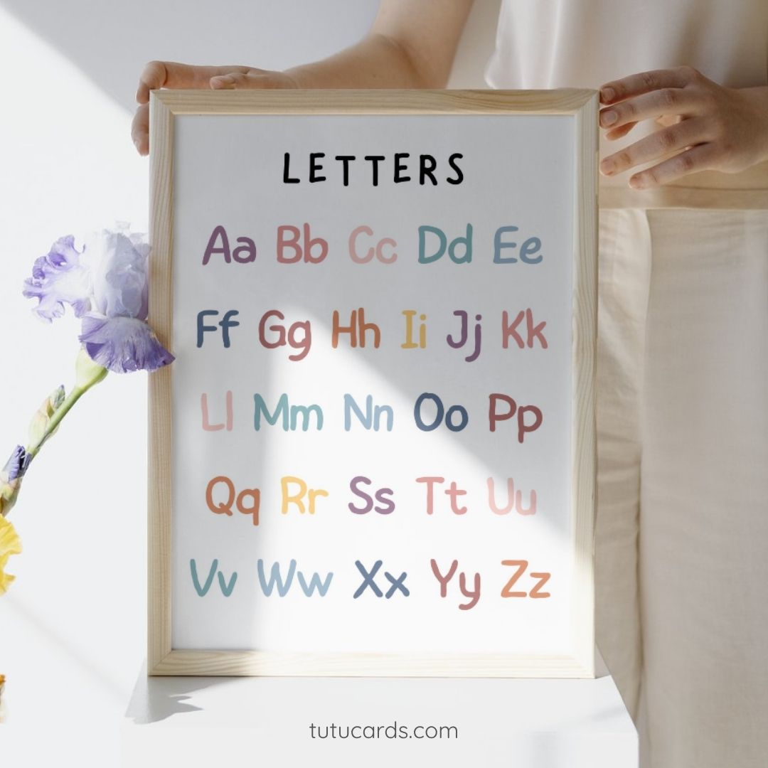 Alphabet A–Z Poster — Colorful Minimalist Wall Art for Kids, Gentle ...