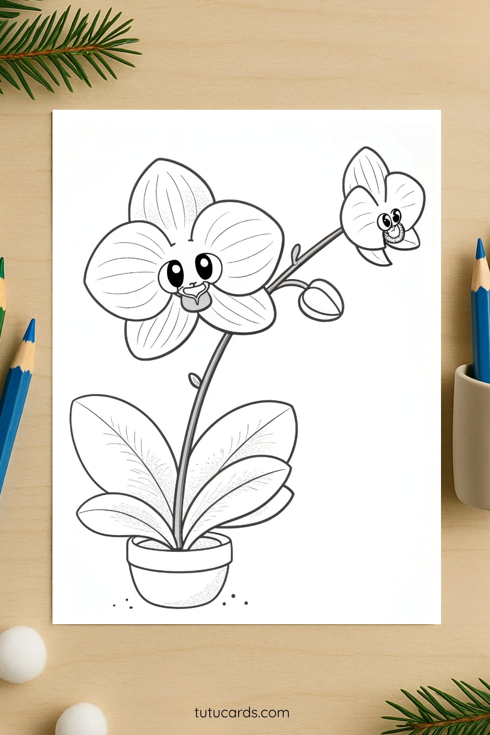 Orchid Flower Coloring Page for Kids | Printable PDF | US Letter ...