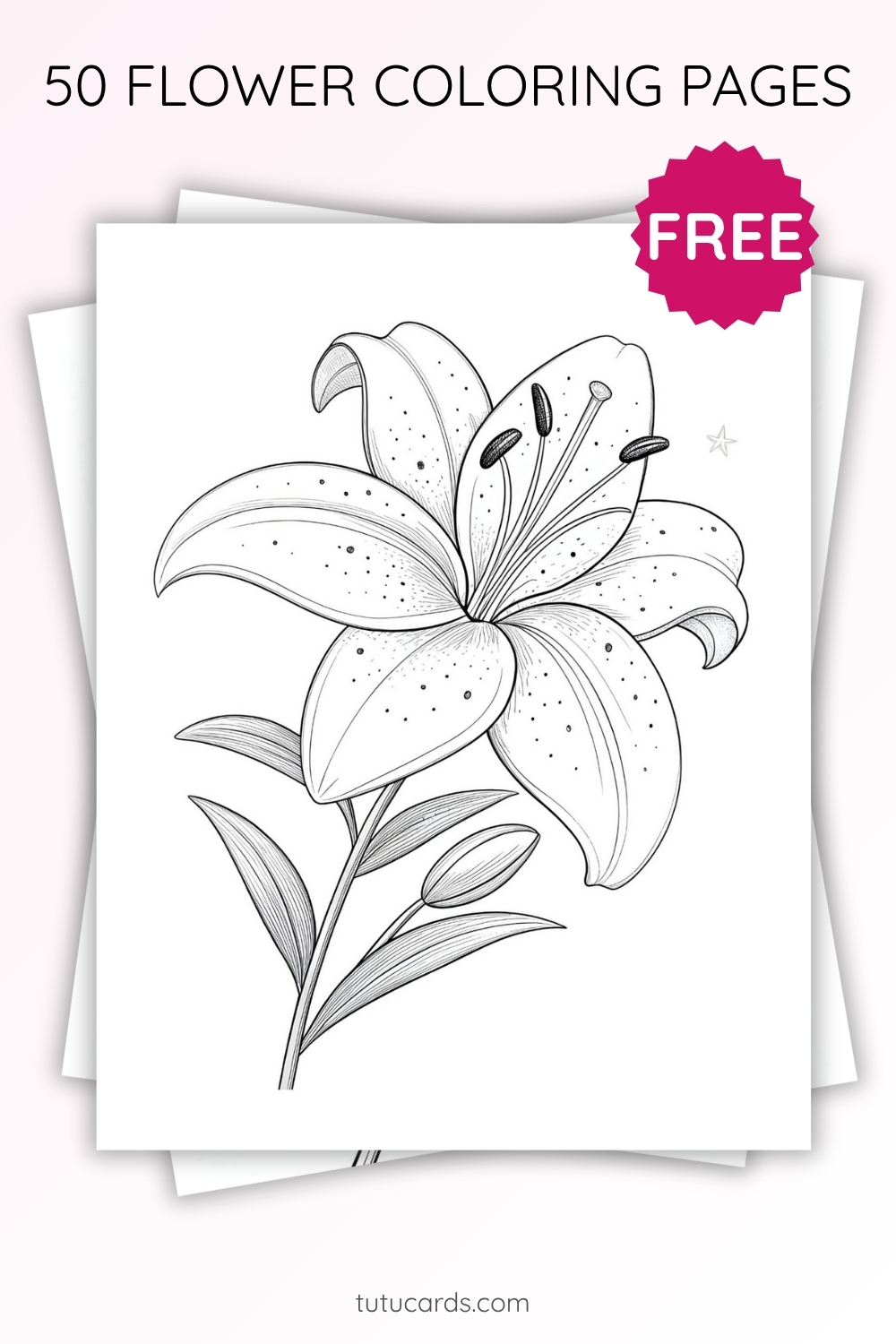 Lily Flower Coloring Page for Kids | Printable Floral Art PDF | US ...