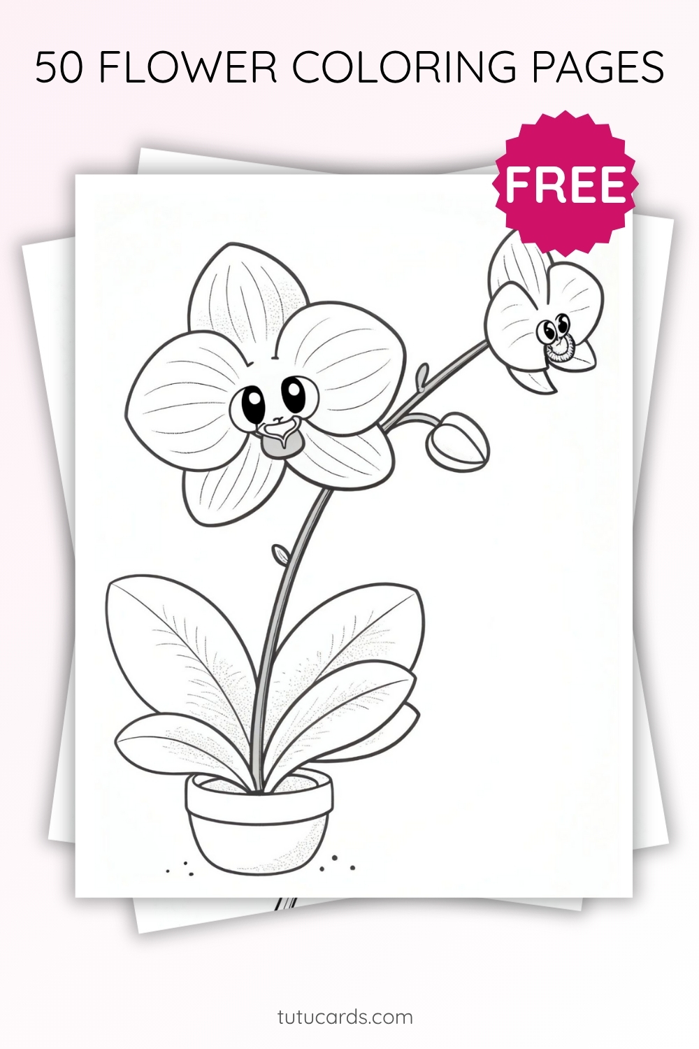 Orchid Flower Coloring Page for Kids | Printable PDF | US Letter ...