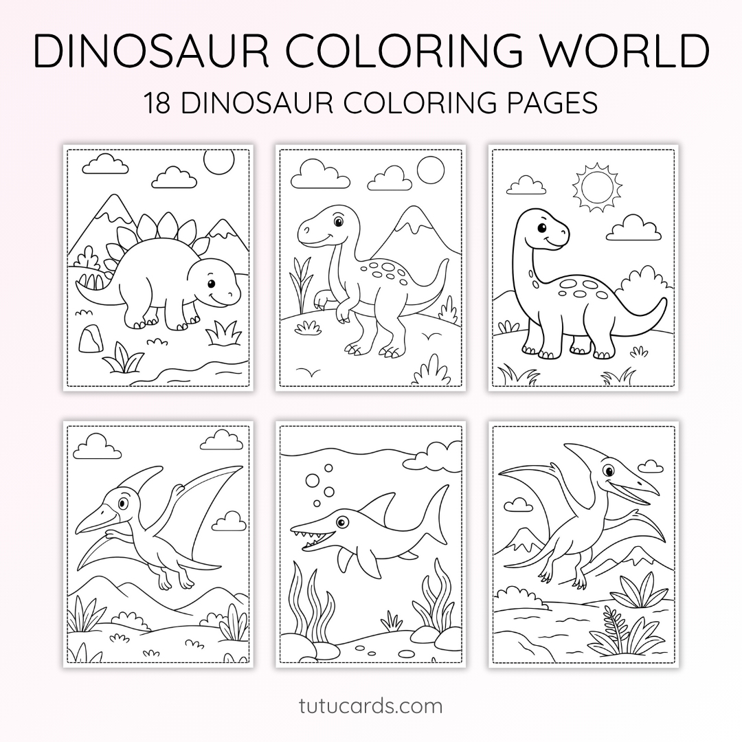 18 Dinosaur Coloring Pages | Printable PDF for Kids | Cute Dino ...