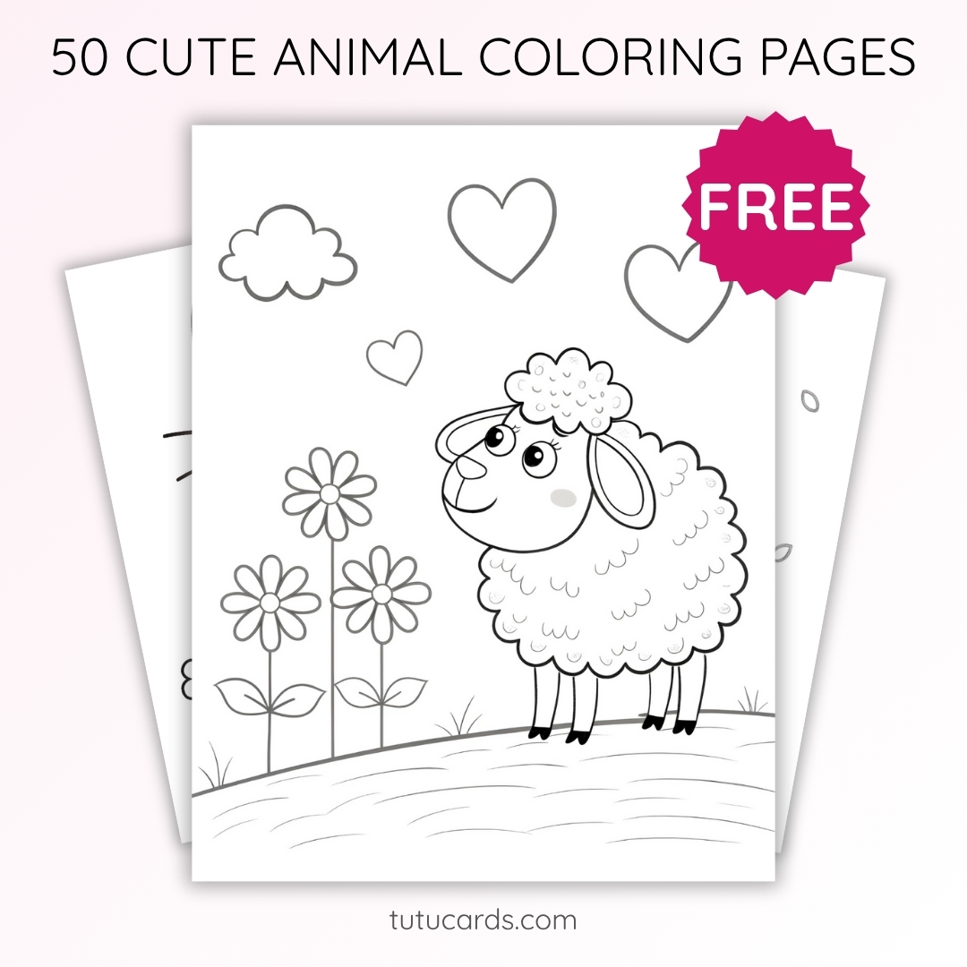 Cute Little Sheep Coloring Page for Kids | Printable Animal Art PDF ...