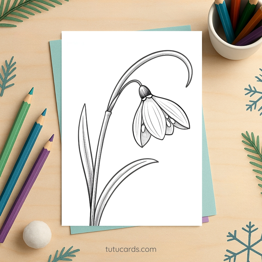 Snowdrop Flower Coloring Page for Kids | Printable Winter-to-Spring Art ...
