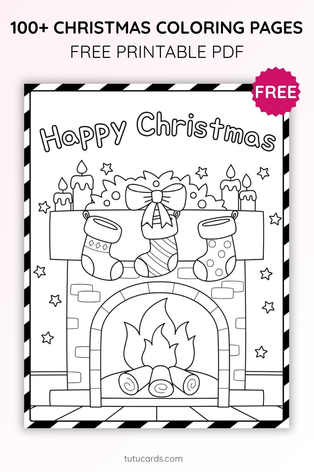 Christmas Coloring Pages for Kids – Fireplace, Stockings and Candles ...