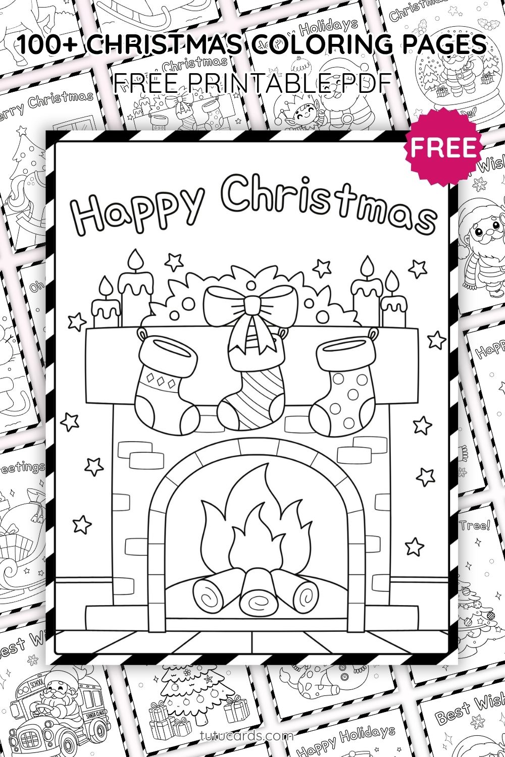 Christmas Coloring Pages for Kids – Fireplace, Stockings and Candles ...